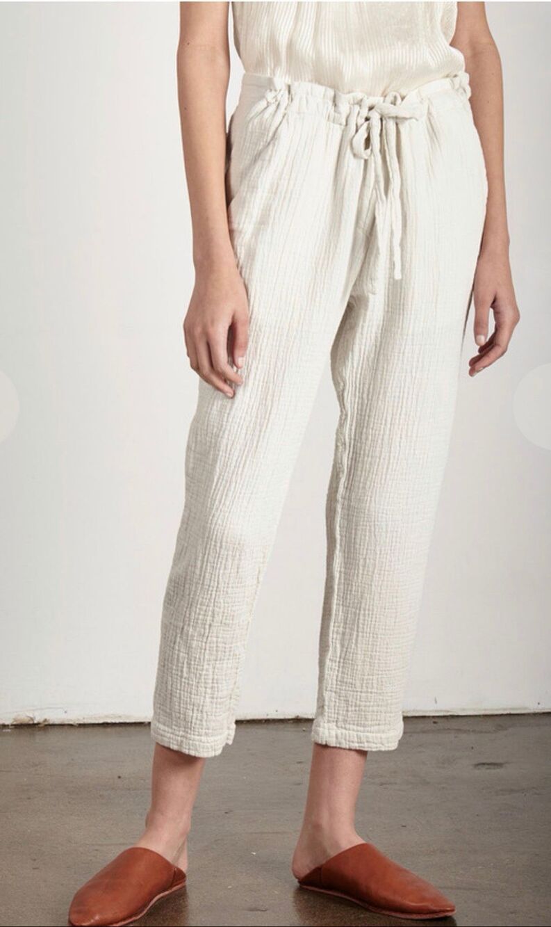Raquel Allegra Cameroon Gauze Pant in Dirty White NWT Size 1/ Us Small